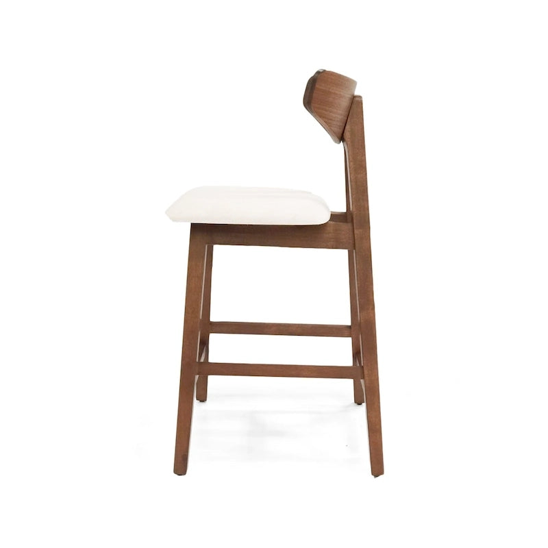 Barhocker aus Stoff und Gummibaumholz im Mid-Century-Stil (2er-Set)