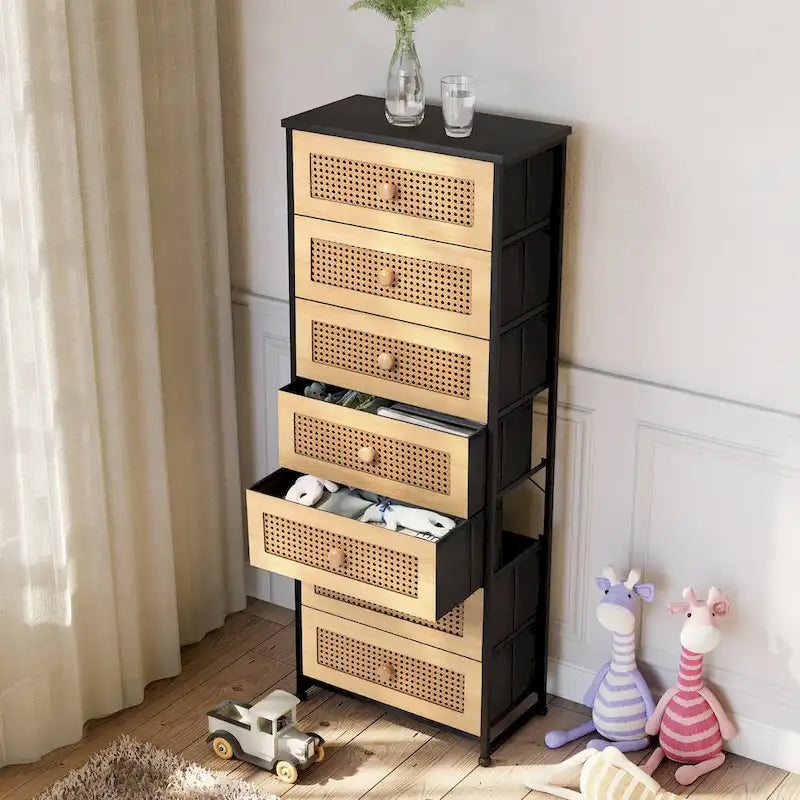 7-Drawer Fabric Dresser with Steel Frame for Bedroom