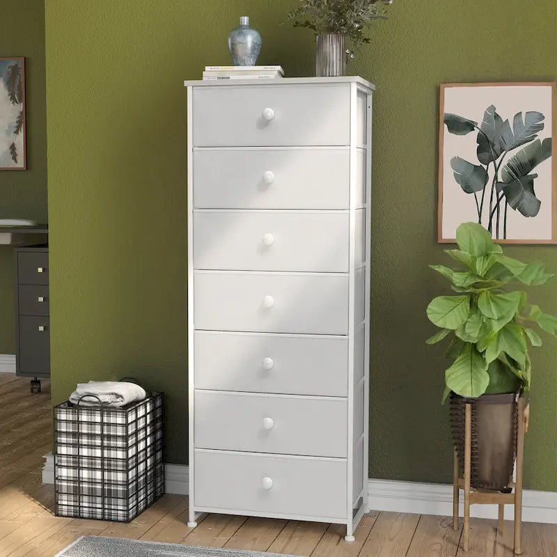 7-Drawer Fabric Dresser with Steel Frame for Bedroom