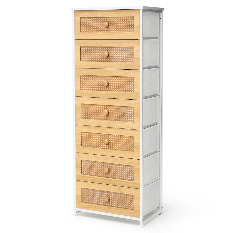 7-Drawer Fabric Dresser with Steel Frame for Bedroom