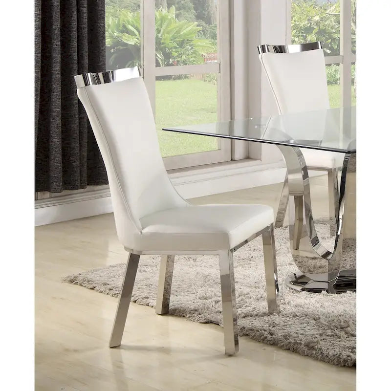 White Curved-Back Dining Chairs, Set of 2