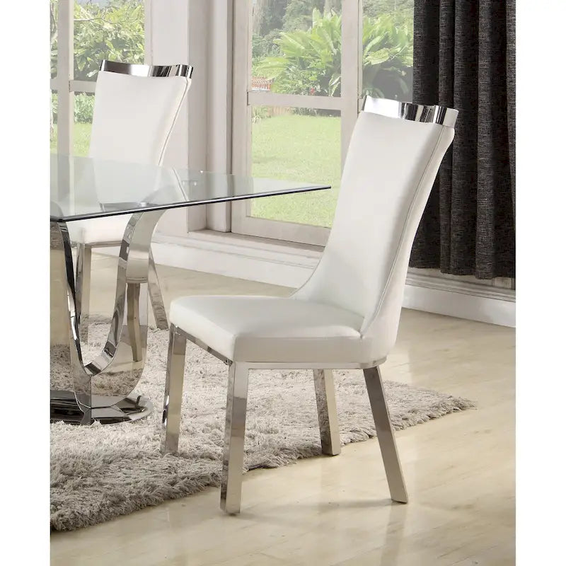 White Curved-Back Dining Chairs, Set of 2