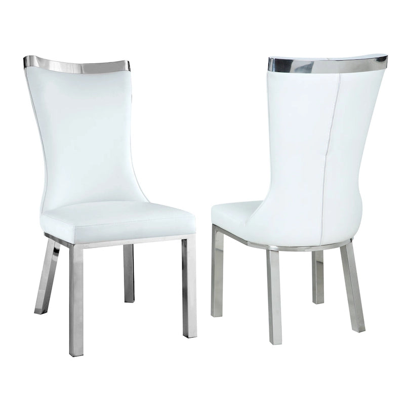 Set di 2 sedie da pranzo bianche con schienale curvo