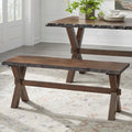 Live Edge Solid Rubberwood Dining Bench in Walnut
