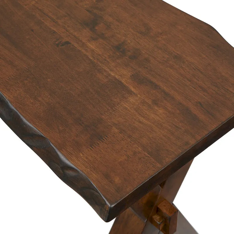 Live Edge Solid Rubberwood Dining Bench in Walnut
