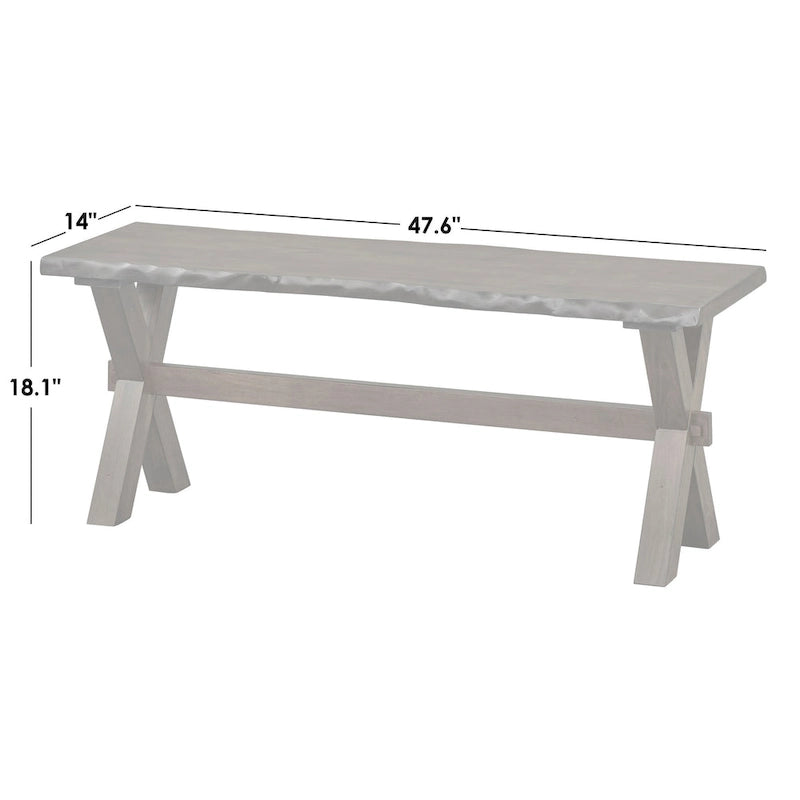 Live Edge Solid Rubberwood Dining Bench in Walnut