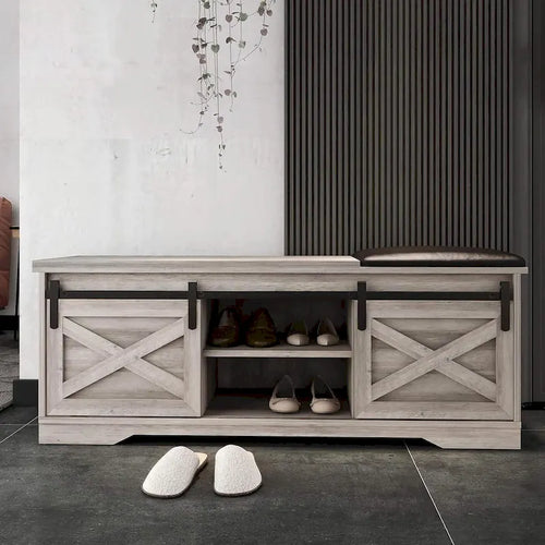 Farmhouse Bench Entryway with Cushion -47 Inch