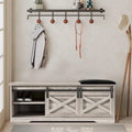 47-Inch Farmhouse Entryway Shoe Storage Bench with Cushion