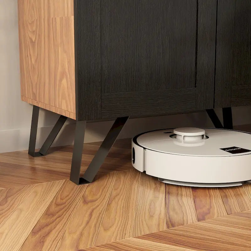 Credenza buffet con ante in vetro acrilico e gambe in metallo