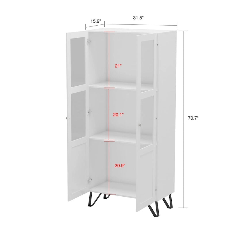 Credenza buffet con ante in vetro acrilico e gambe in metallo