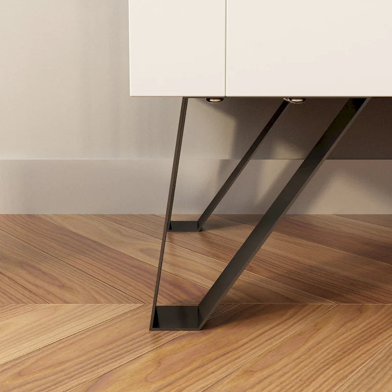Credenza buffet con ante in vetro acrilico e gambe in metallo