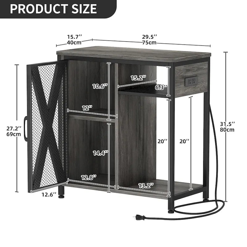 Aquarium Stand with Power Outlets, 7-Color RGB Light and Storage Cabinet