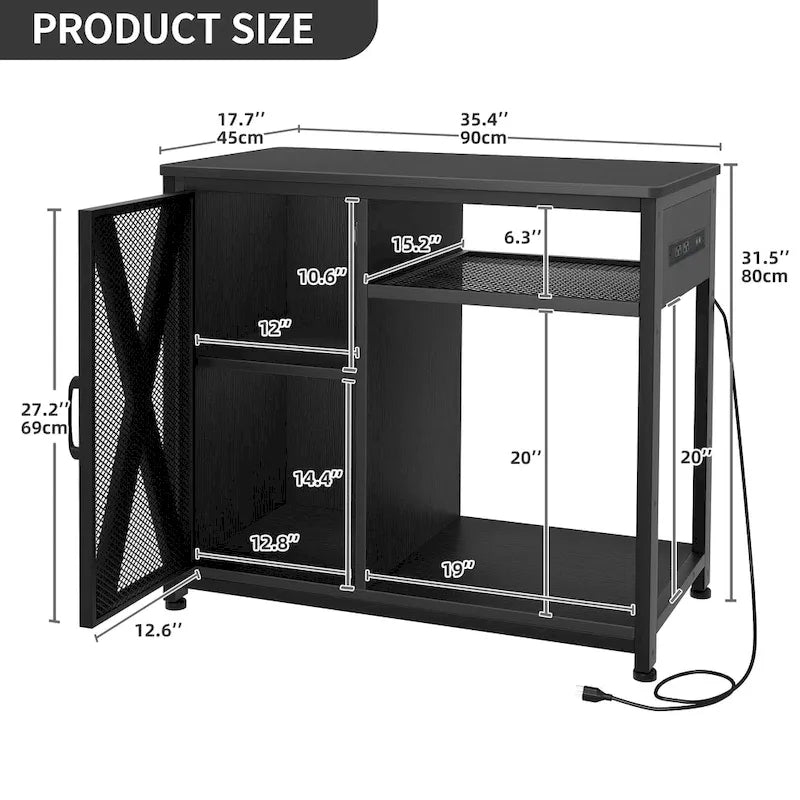 Aquarium Stand with Power Outlets, 7-Color RGB Light and Storage Cabinet