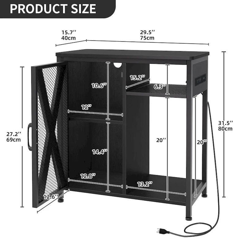 Aquarium Stand with Power Outlets, 7-Color RGB Light and Storage Cabinet