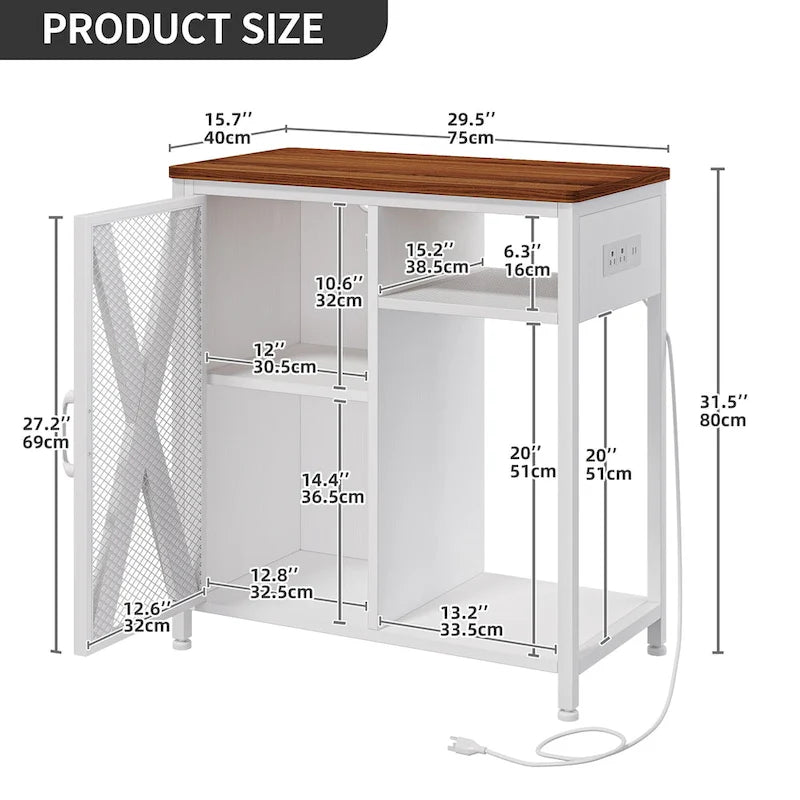 Aquarium Stand with Power Outlets, 7-Color RGB Light and Storage Cabinet