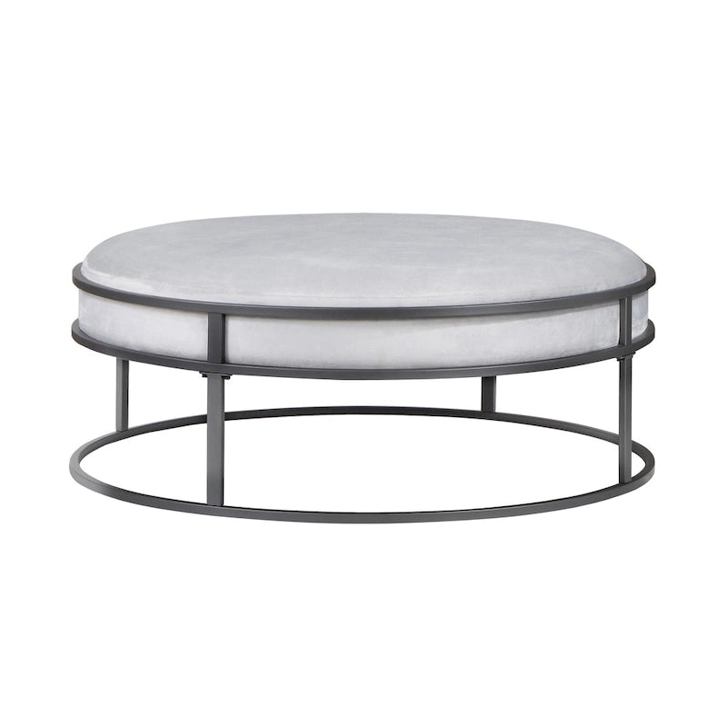 Pouf rotondo contemporaneo in tessuto con cuscino