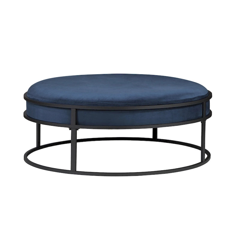 Pouf rotondo contemporaneo in tessuto con cuscino