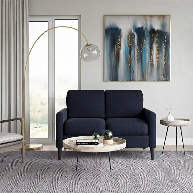 Divanetto contemporaneo in tessuto effetto lino