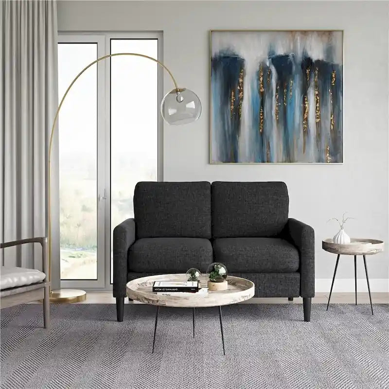 Contemporary Linen-Look Loveseat Sofa