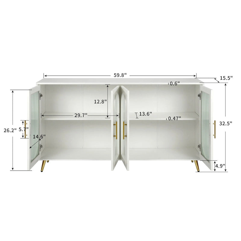 Wood Buffet Storage Cabinet with Adjustable Shelves
