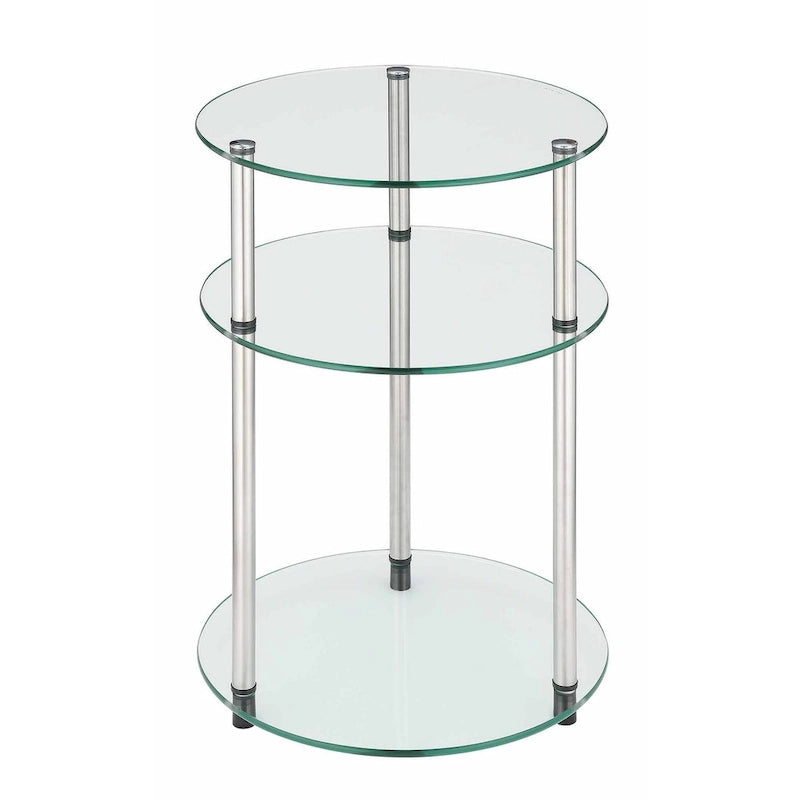 Classic Glass 3-Tier Round Side Table