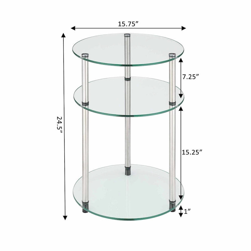 Classic Glass 3-Tier Round Side Table