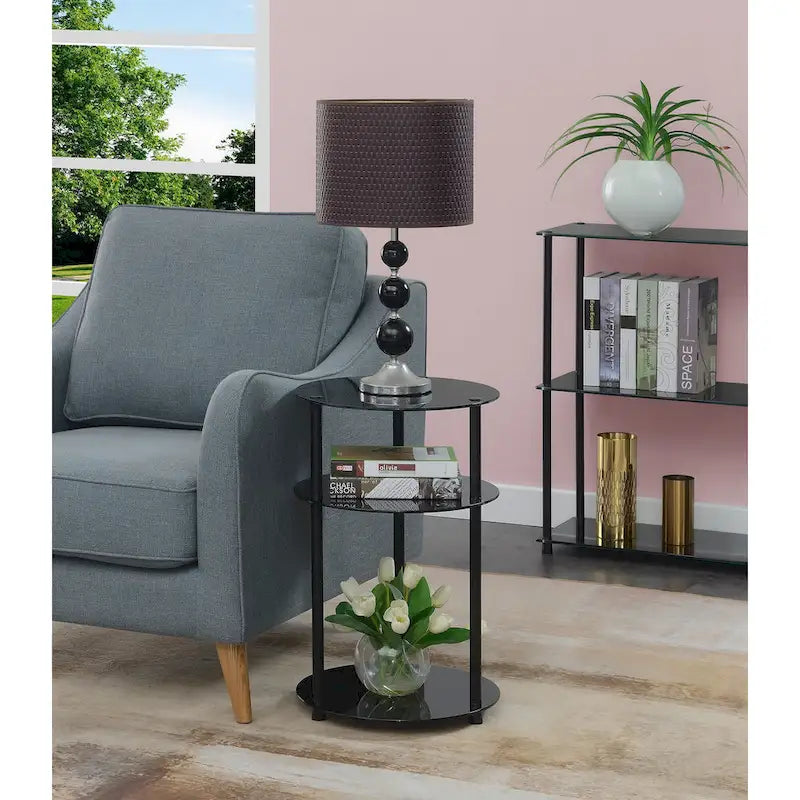 Classic Glass 3-Tier Round Side Table