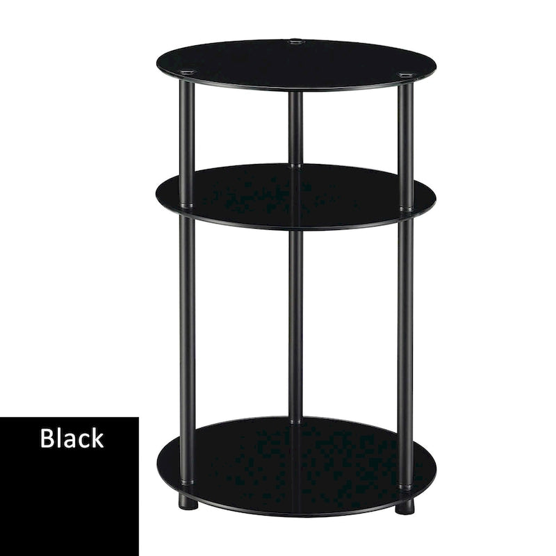 Classic Glass 3-Tier Round Side Table