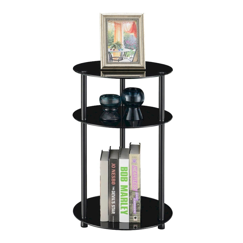 Classic Glass 3-Tier Round Side Table