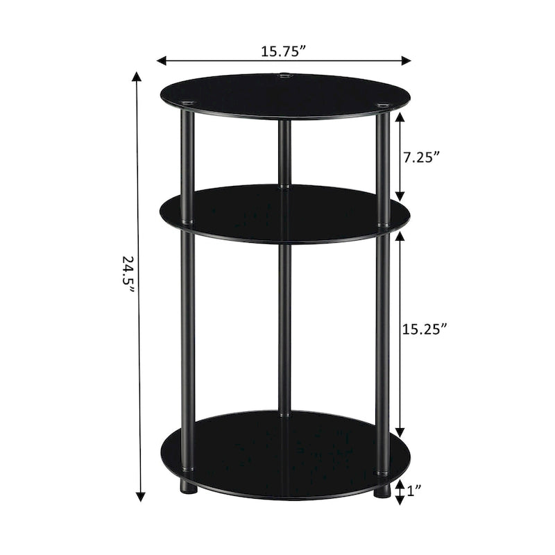 Classic Glass 3-Tier Round Side Table