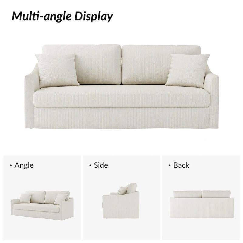 80.5-Inch Modern Slipcovered Sofa with Removable Back Cushions