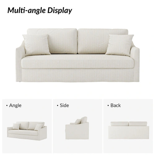 80.5-Inch Modern Slipcovered Sofa with Removable Back Cushions
