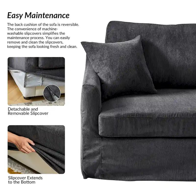 80.5-Inch Modern Slipcovered Sofa with Removable Back Cushions