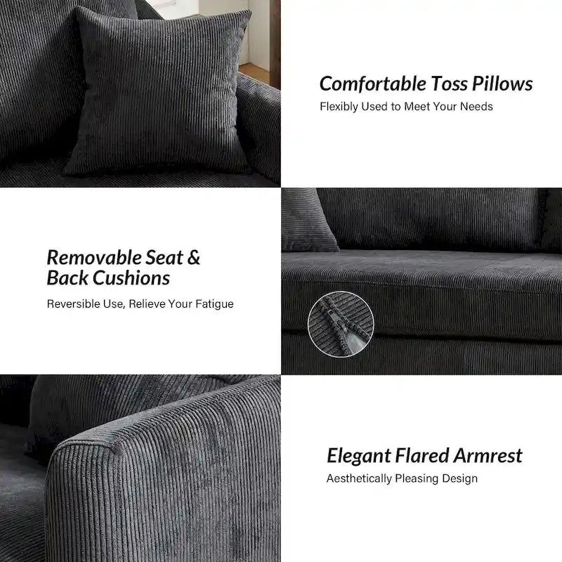 80.5-Inch Modern Slipcovered Sofa with Removable Back Cushions
