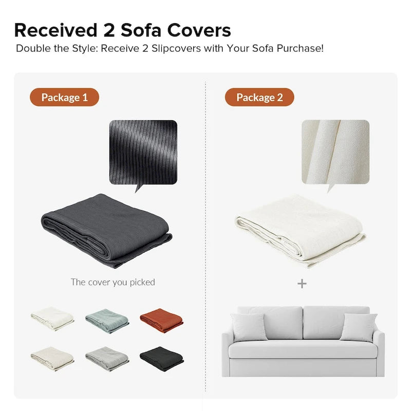 80.5-Inch Modern Slipcovered Sofa with Removable Back Cushions