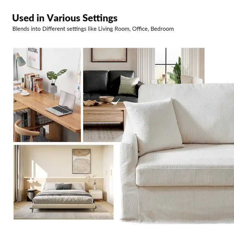 80.5-Inch Modern Slipcovered Sofa with Removable Back Cushions