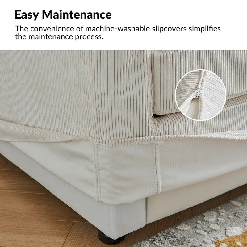 80.5-Inch Modern Slipcovered Sofa with Removable Back Cushions
