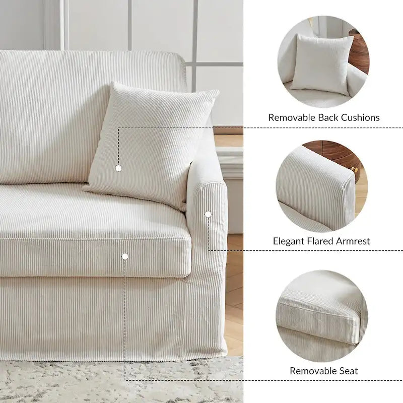 80.5-Inch Modern Slipcovered Sofa with Removable Back Cushions