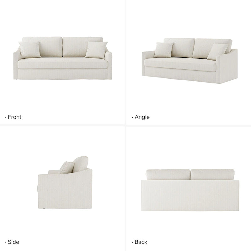 80.5-Inch Modern Slipcovered Sofa with Removable Back Cushions