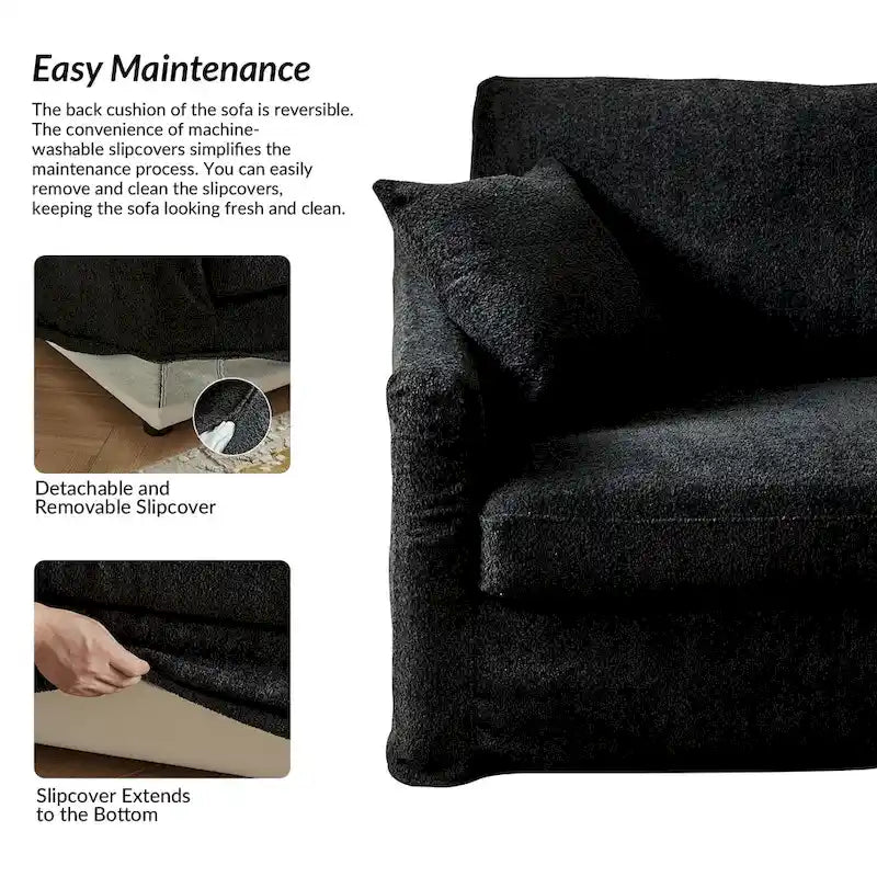 80.5-Inch Modern Slipcovered Sofa with Removable Back Cushions