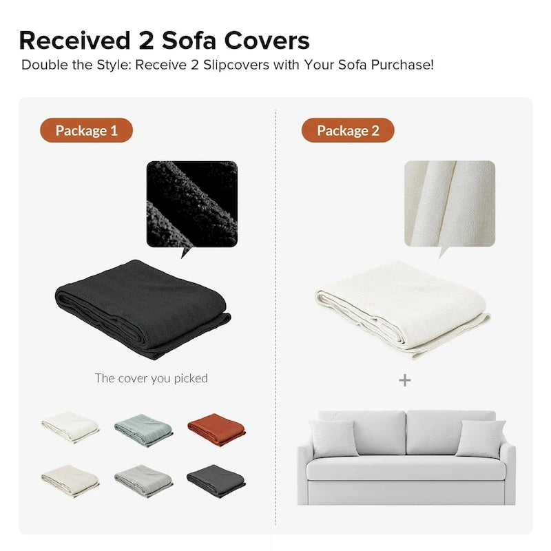 80.5-Inch Modern Slipcovered Sofa with Removable Back Cushions