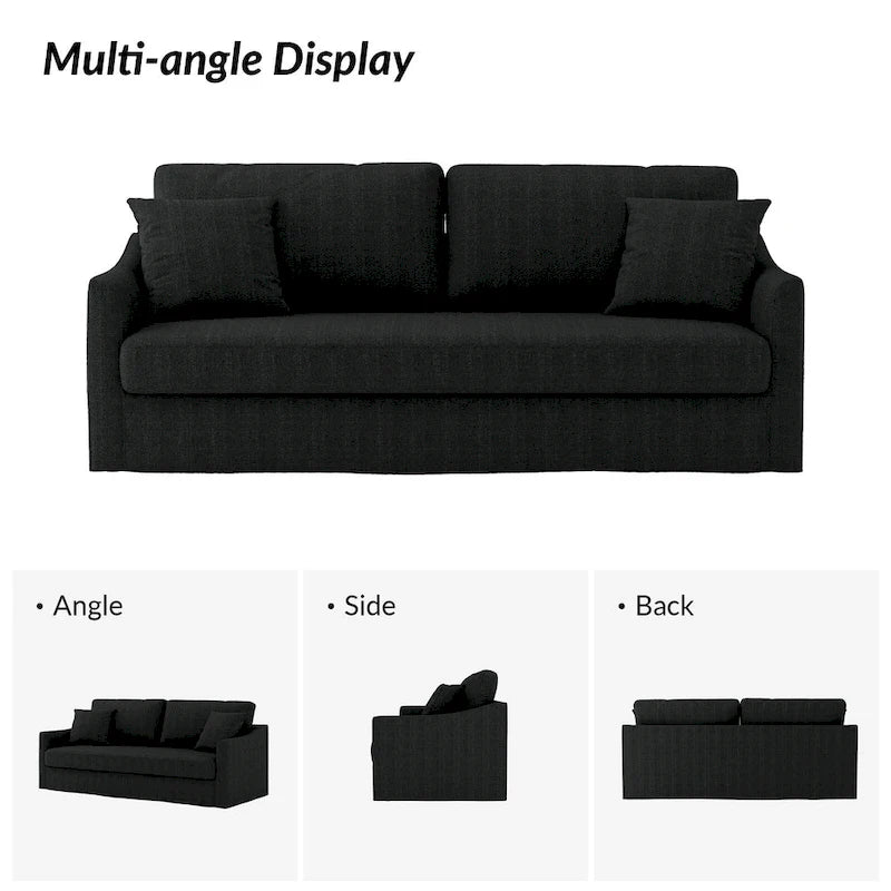80.5-Inch Modern Slipcovered Sofa with Removable Back Cushions