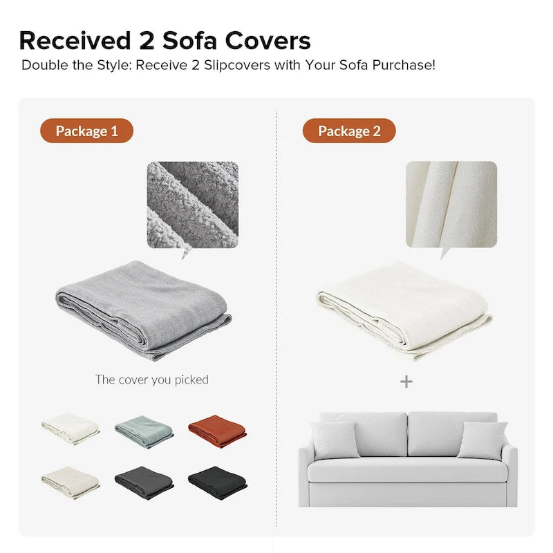 80.5-Inch Modern Slipcovered Sofa with Removable Back Cushions