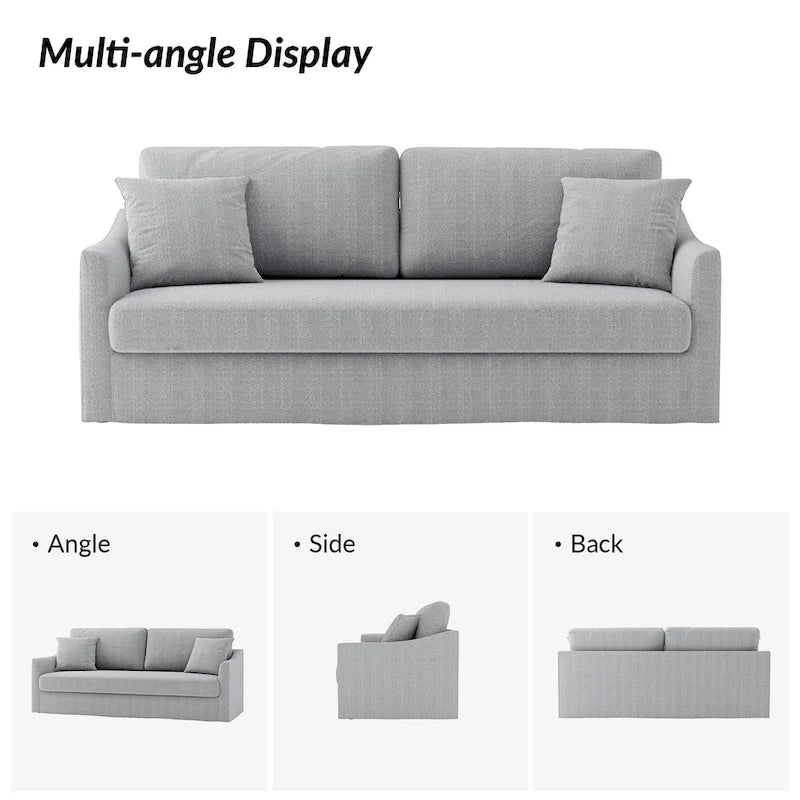 80.5-Inch Modern Slipcovered Sofa with Removable Back Cushions