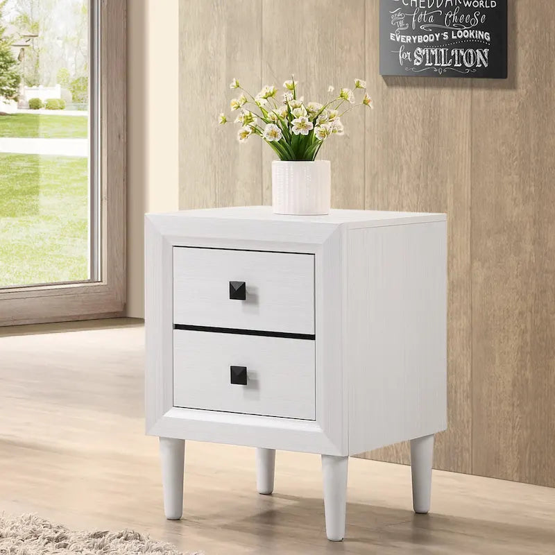 Contemporary Wood 2-Drawer Nightstand