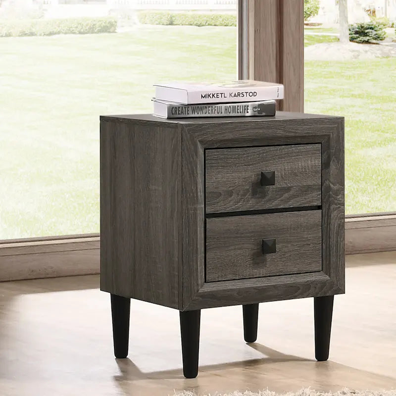 Contemporary Wood 2-Drawer Nightstand