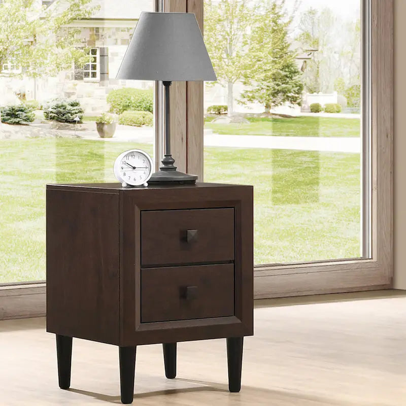 Comodino moderno in legno con 2 cassetti