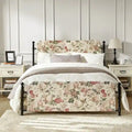 Estrutura de cama metálica de plataforma floral de 62 polegadas com capa lavável
