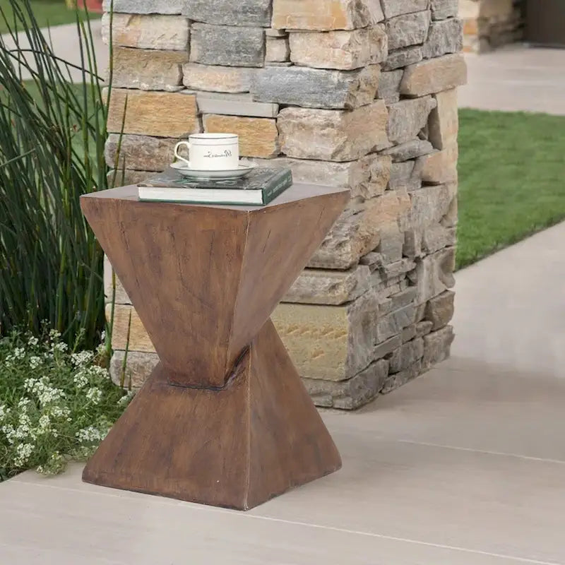 Geometric Lightweight Concrete Accent Side Table