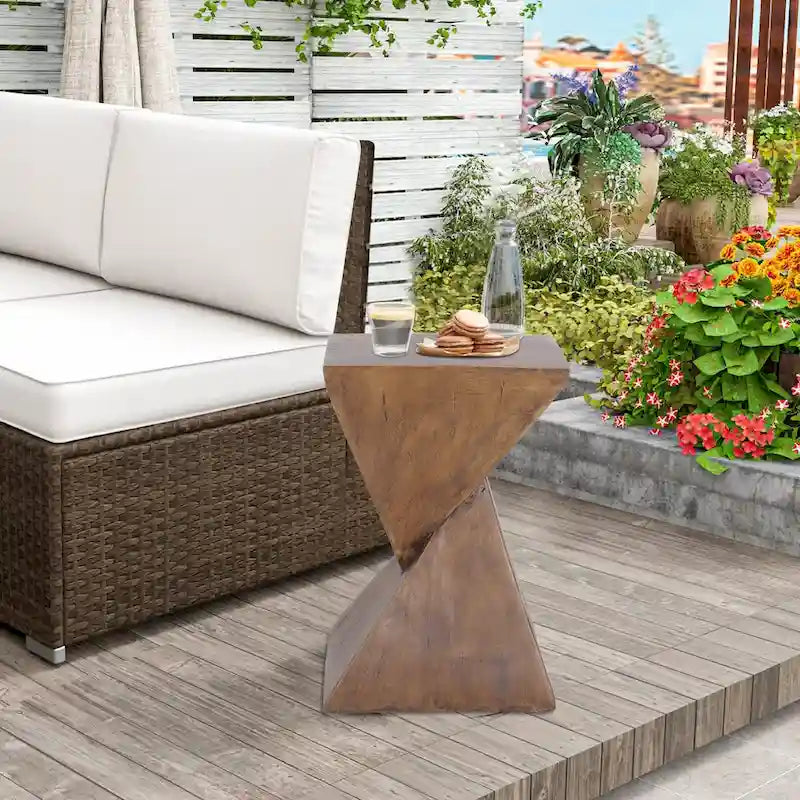 Tavolino laterale decorativo geometrico in cemento leggero